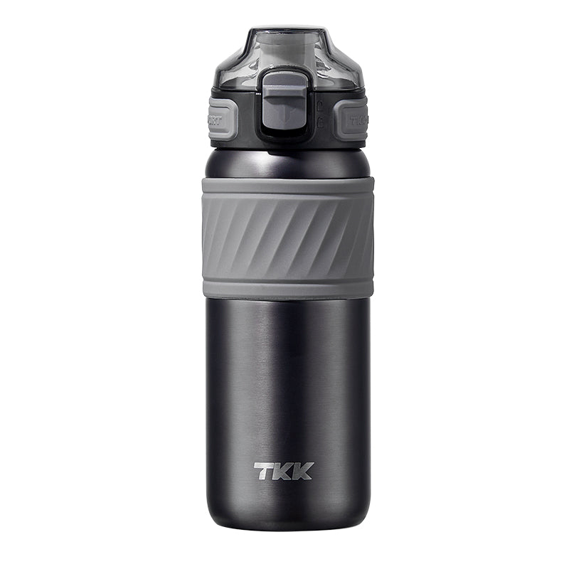 TKK Gourde isotherme 500ml avec paille, thermos réutilisable en acier inoxydable