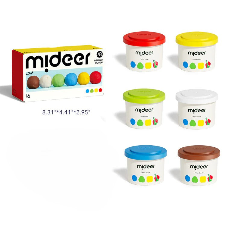 Mideer Pâte à Modeler Douce : 6 couleurs