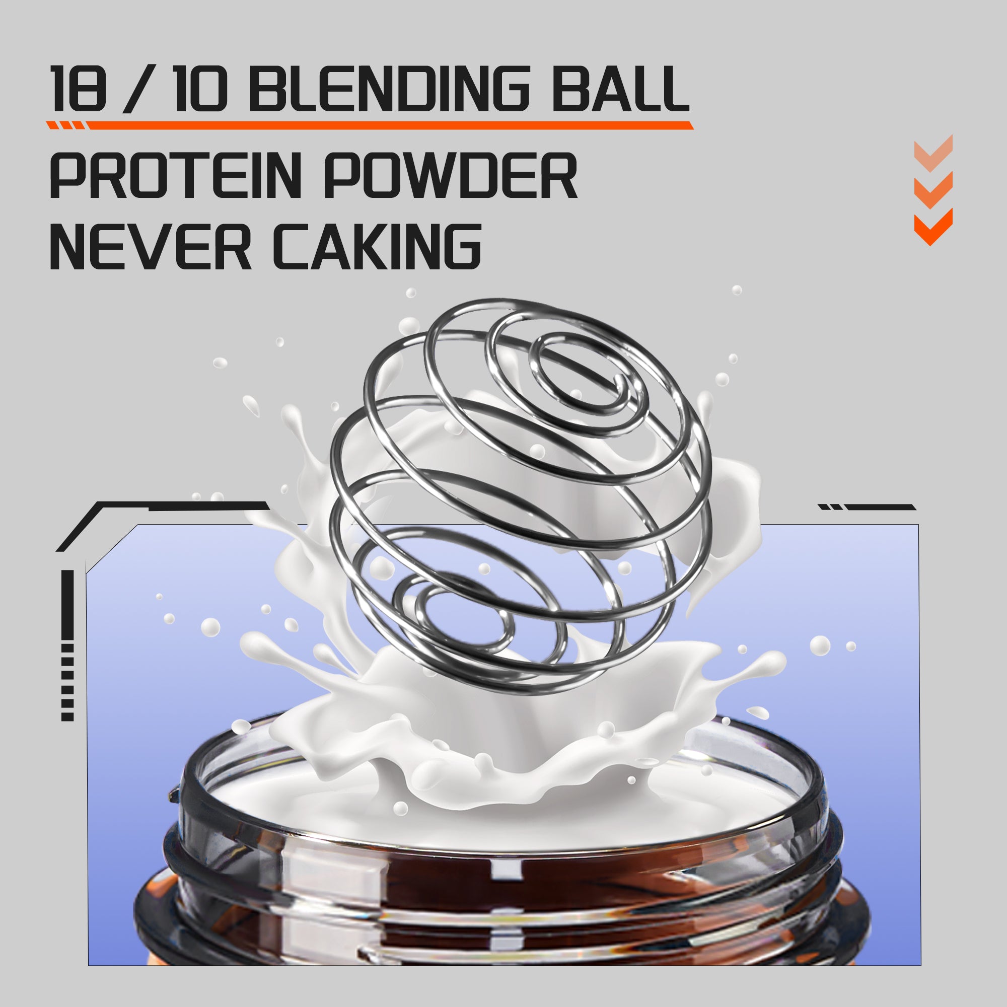 TKK Shaker Protéiné 700ml, en Tritan sans BPA, avec boule mélangeuse