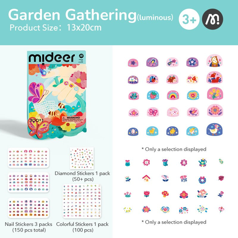 Mideer Stickers Fashion pour Ongles : Garden Gathering, 300 pièces