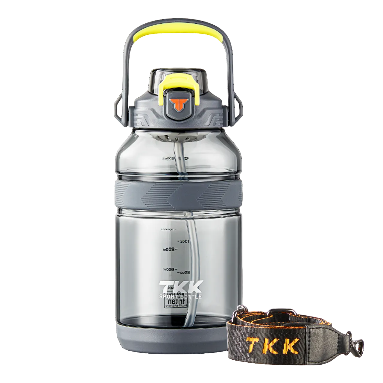 TKK Gourde de Sport en Tritan 2000ml, Couvercle 2-en-1 avec Paille, sans BPA