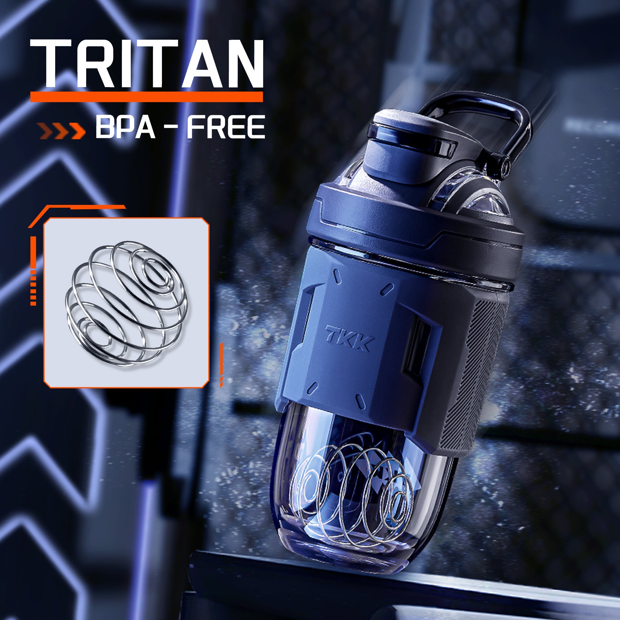 TKK Shaker Protéiné 700ml, en Tritan sans BPA, avec boule mélangeuse