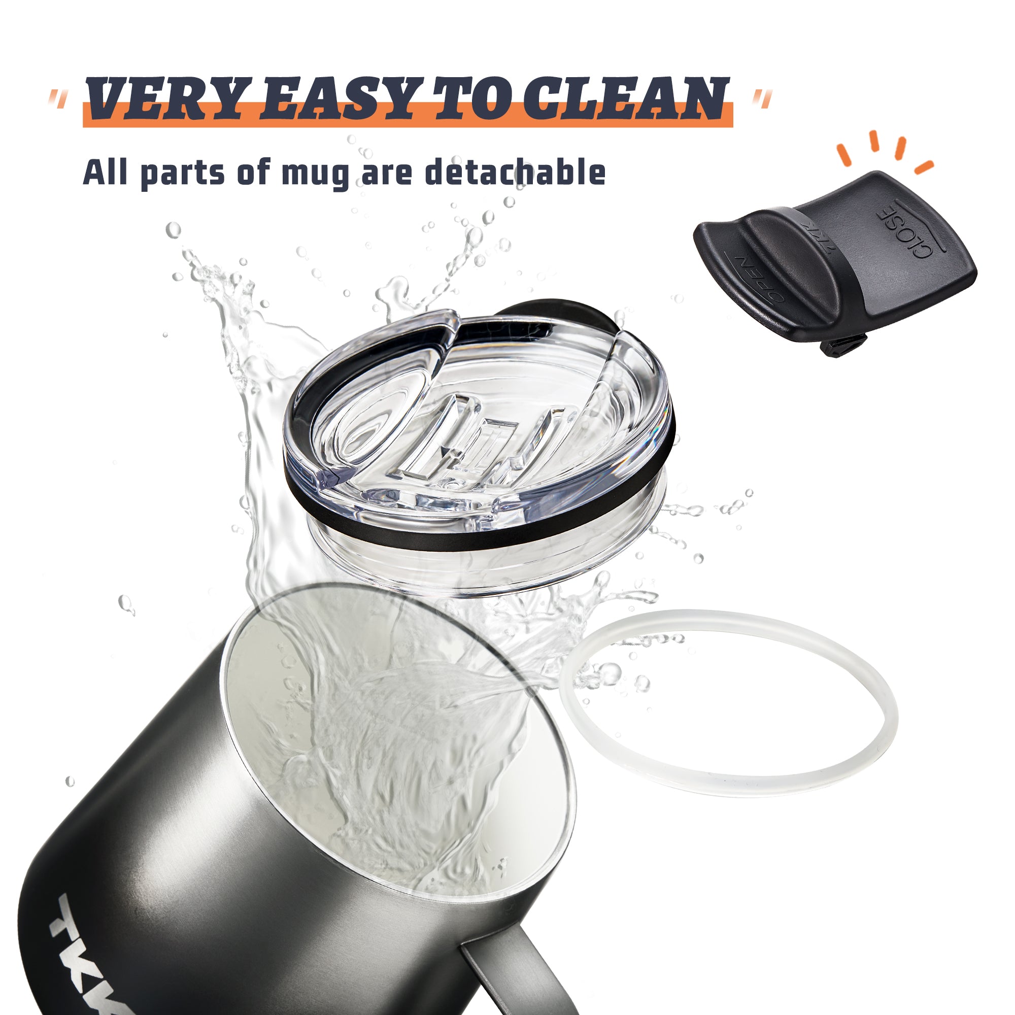 TKK Mug Isotherme Premium 350ml, Revêtement Effet Céramique, Acier Inoxydable