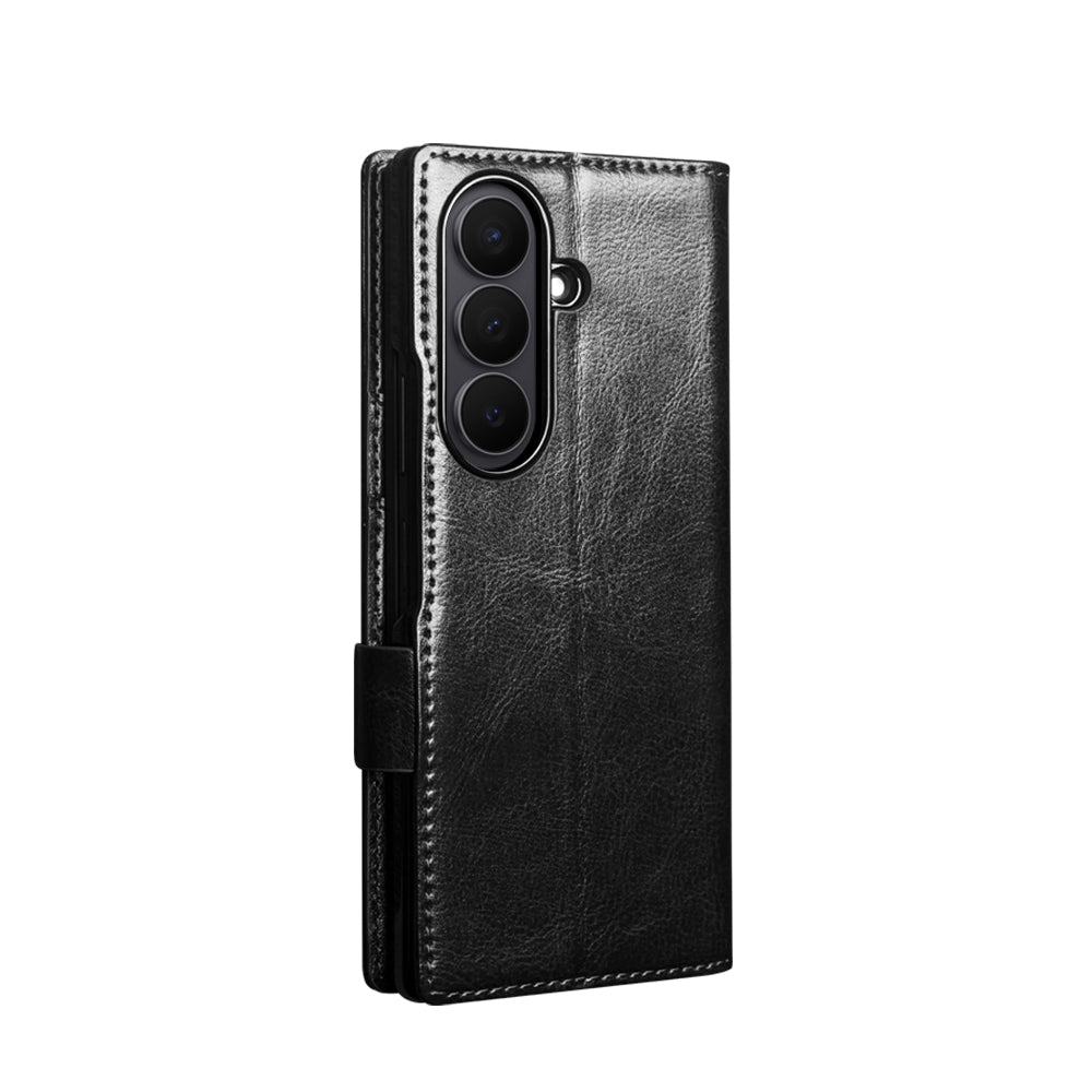 QIALINO Étui Portefeuille en cuir Noir avec fermeture magnétique pour Samsung Galaxy Fold8 Ultra