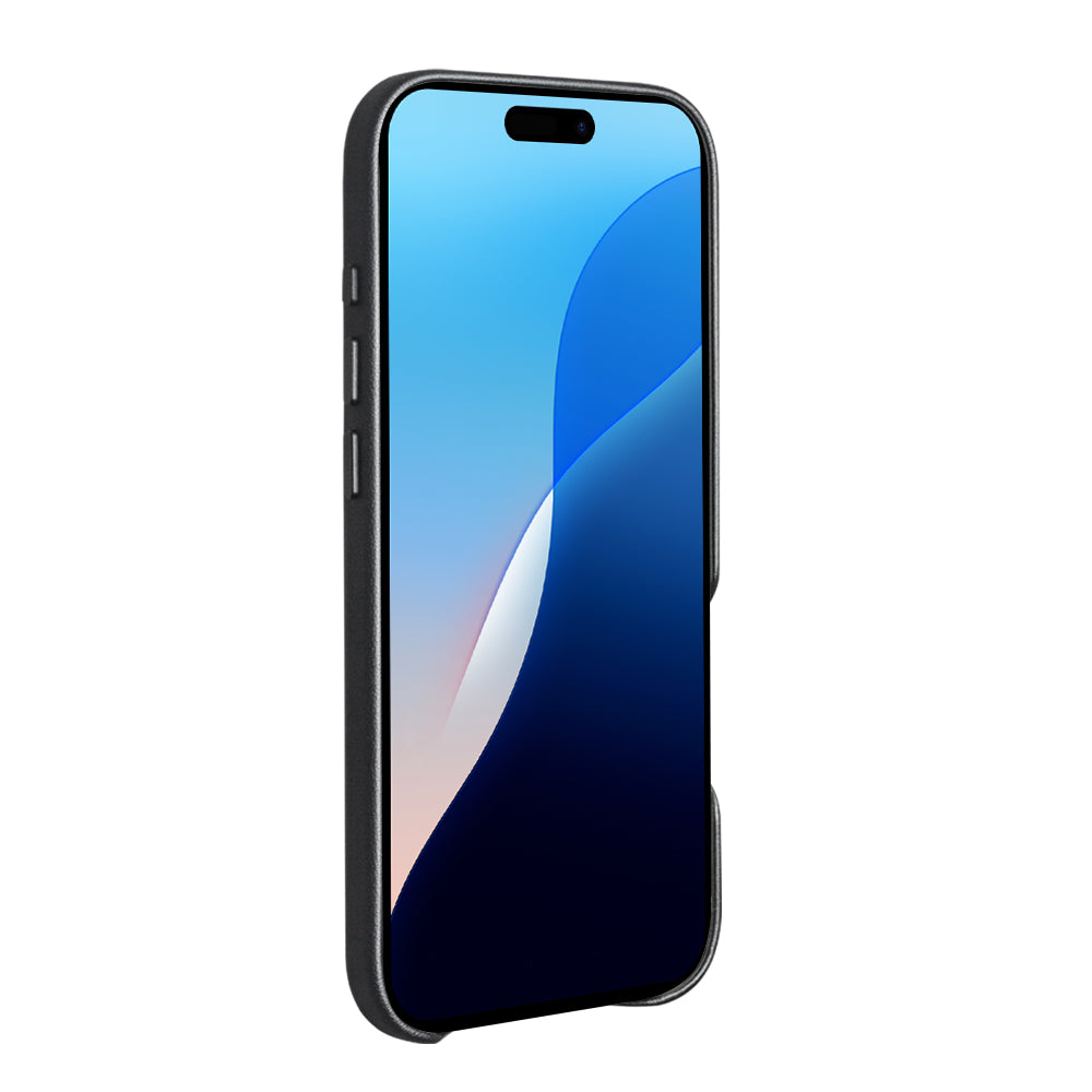 QIALINO Coque arrière Premium Noir, en cuir véritable fait main, compatible MagSafe, pour iPhone 17 Air