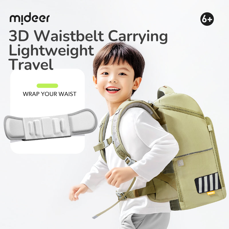 Mideer Backpack, Sac à dos enfant 3D Waist-Relief Vert