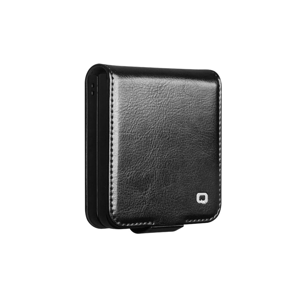 QIALINO Étui Premium Noir, en cuir véritable fait Main pour Samsung Galaxy Z Flip7