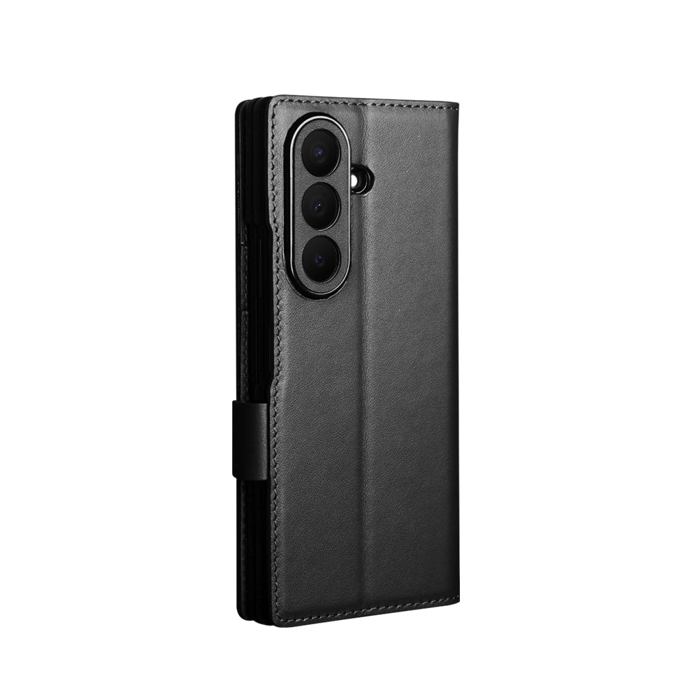 QIALINO Étui Portefeuille Magnétique Noir en cuir pleine fleur pour Samsung Galaxy Fold8 Ultra