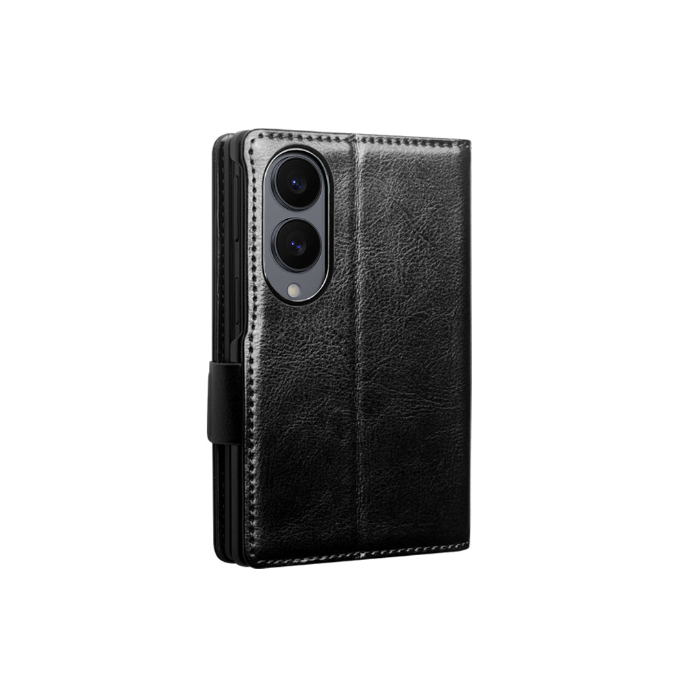 QIALINO Étui Classique en cuir Noir avec fermeture magnétique pour Samsung Galaxy Fold8