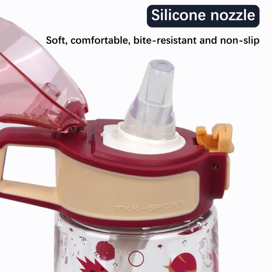 TKK Bouteille enfant 400ml, anti-fuite avec paille, Tritan sans BPA, ouverture à une main