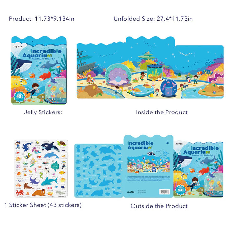 Mideer Stickers Gel Réutilisables : Aquarium Incroyable