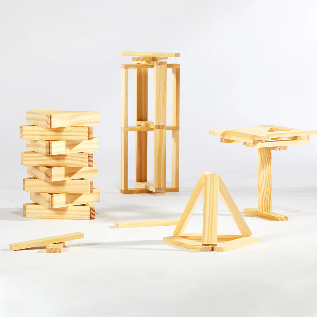 Mideer Blocs de construction en bois Archimède, Bois Naturel, 50 pièces