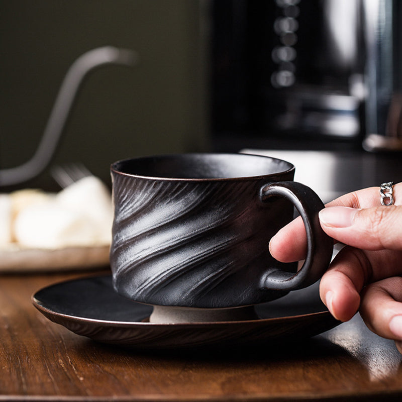 Set de 3 Tasses Premium en Céramique pour Café et Thé avec Soucoupes