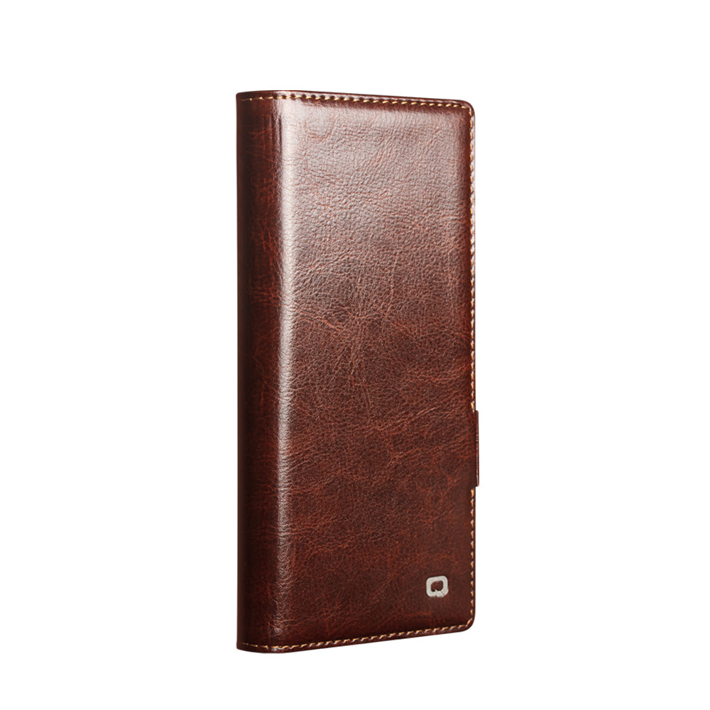 QIALINO Étui Portefeuille en cuir Marron avec fermeture magnétique pour Samsung Galaxy Fold8 Ultra