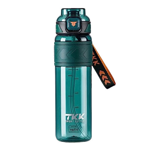 TKK Bouteille de Sport en Tritan 1000ml, paille amovible, couvercle anti-fuite, sans BPA