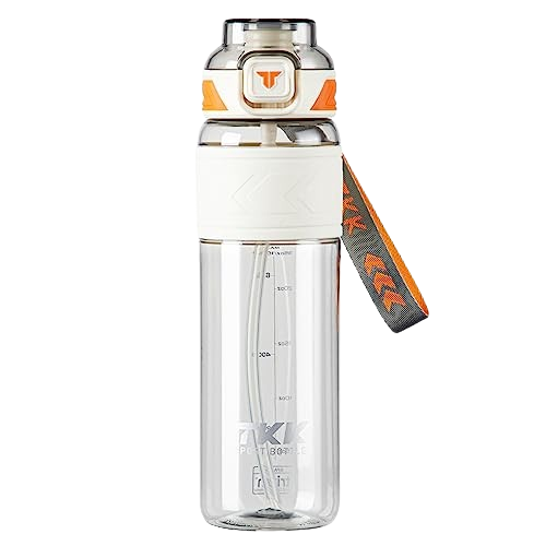 TKK Bouteille de Sport en Tritan 1000ml, paille amovible, couvercle anti-fuite, sans BPA