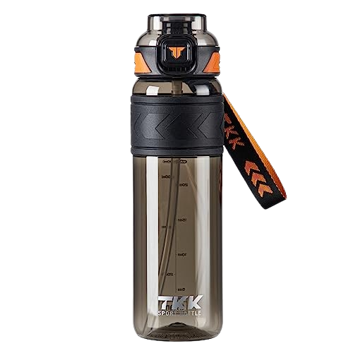 TKK Bouteille de Sport en Tritan 1000ml, paille amovible, couvercle anti-fuite, sans BPA