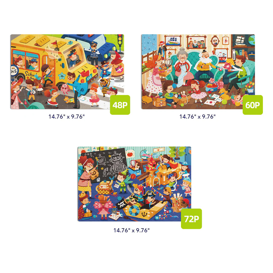 Mideer Puzzles Level Up! avec sac de rangement Niveau 4 : Une journée à moi, 48 à 72 pièces