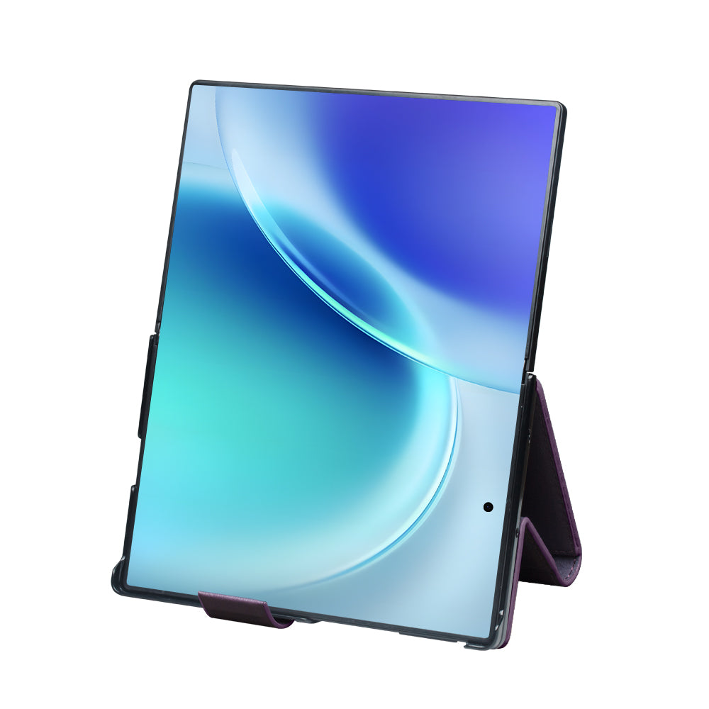 QIALINO Étui Portefeuille Magnétique Violet en cuir pleine fleur pour Samsung Galaxy Fold8