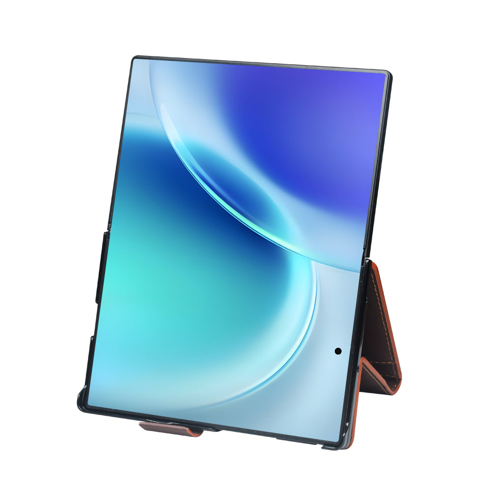 QIALINO Étui Portefeuille Magnétique Marron Foncé en cuir pleine fleur pour Samsung Galaxy Fold8