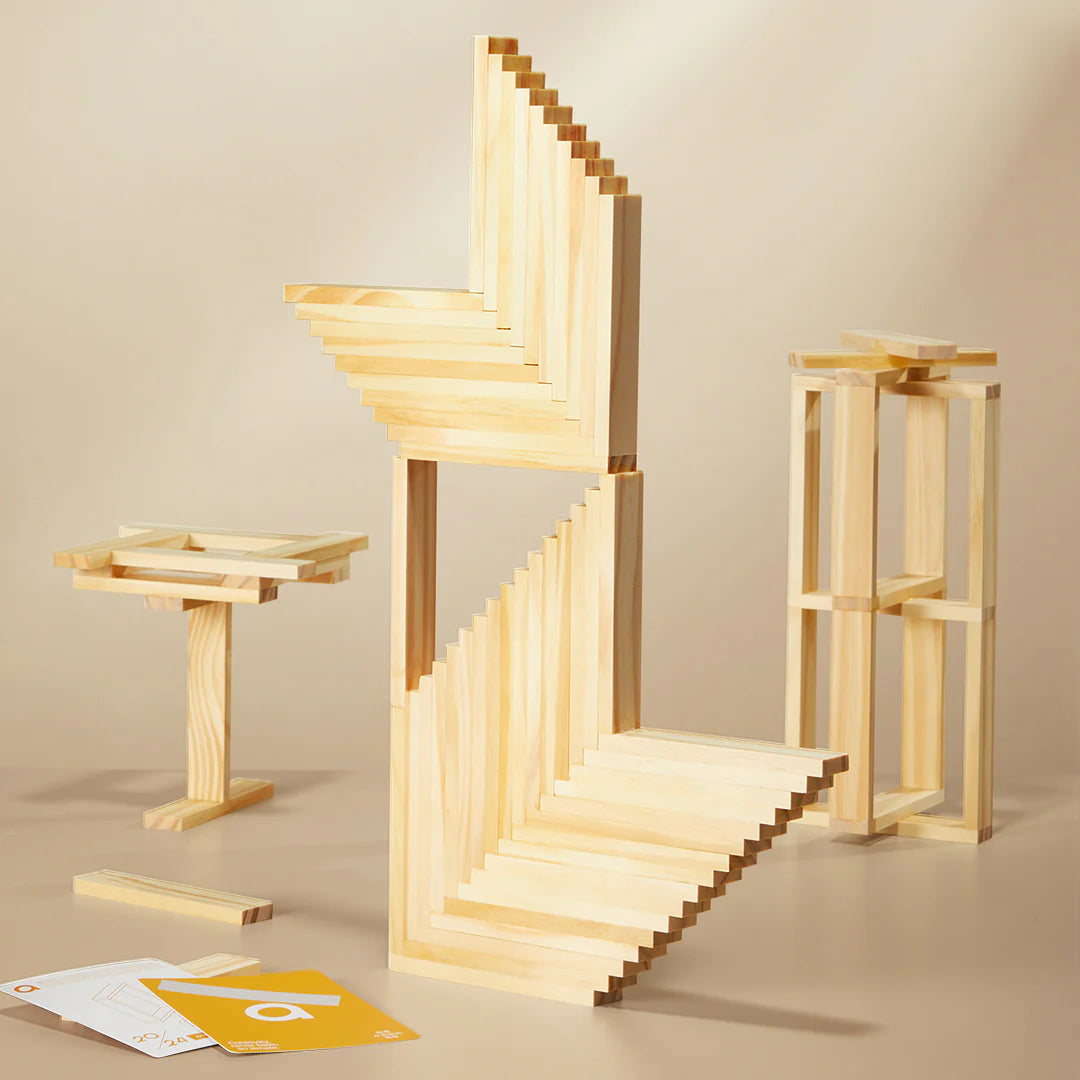Mideer Blocs de construction en bois Archimède, Bois Naturel, 50 pièces