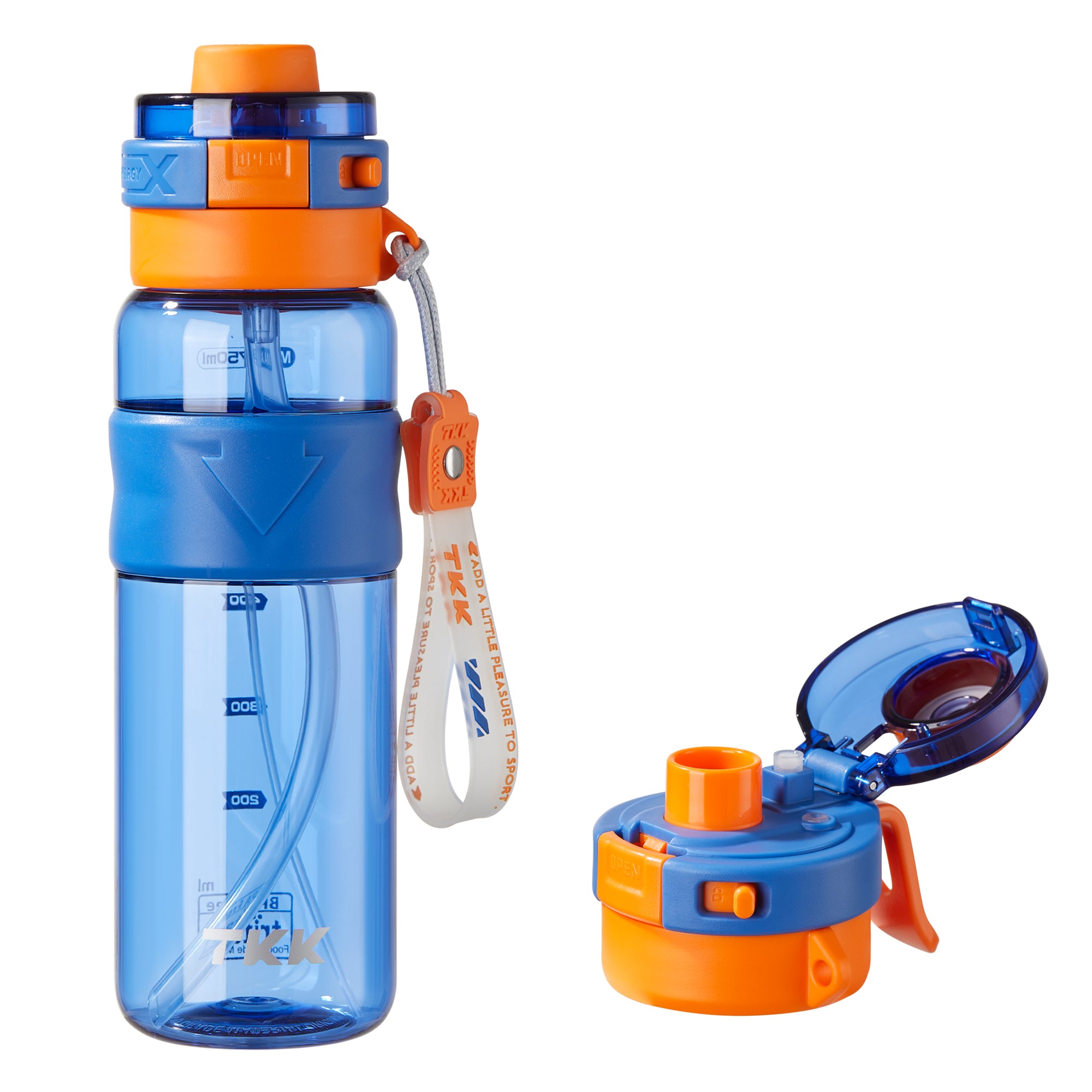 TKK Gourde Brumisateur 750ml avec Paille, Couvercle Rabattable Étanche, Sans BPA, en Tritan