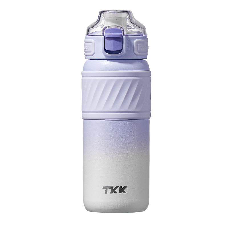 TKK Gourde isotherme 500ml avec paille, thermos réutilisable en acier inoxydable