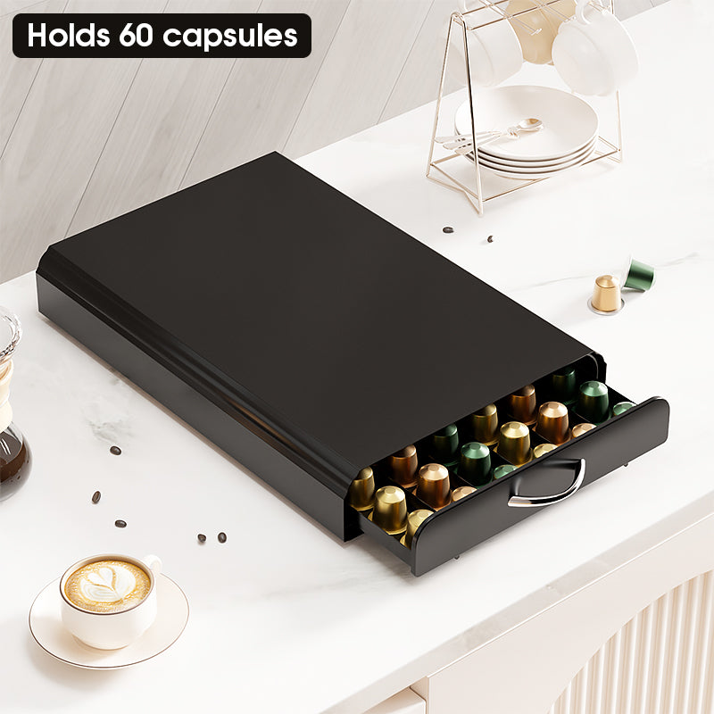 Porte Capsules Café avec Tiroir pour Nespresso Original Line: Capacité 60 Capsules