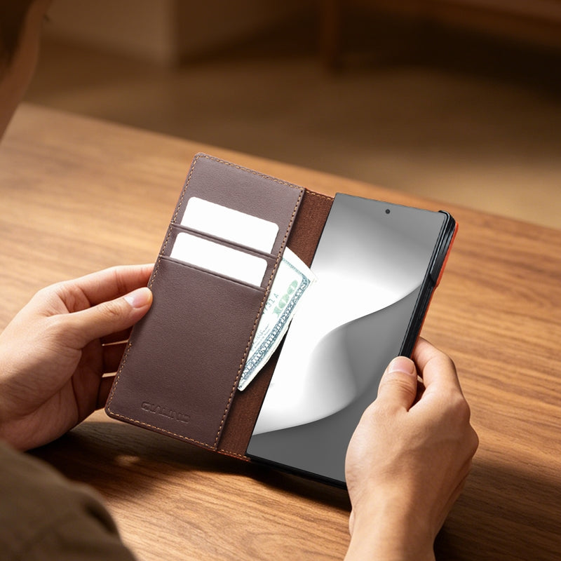 QIALINO Étui Portefeuille Magnétique Noir en cuir pleine fleur pour Samsung Galaxy Fold8 Ultra