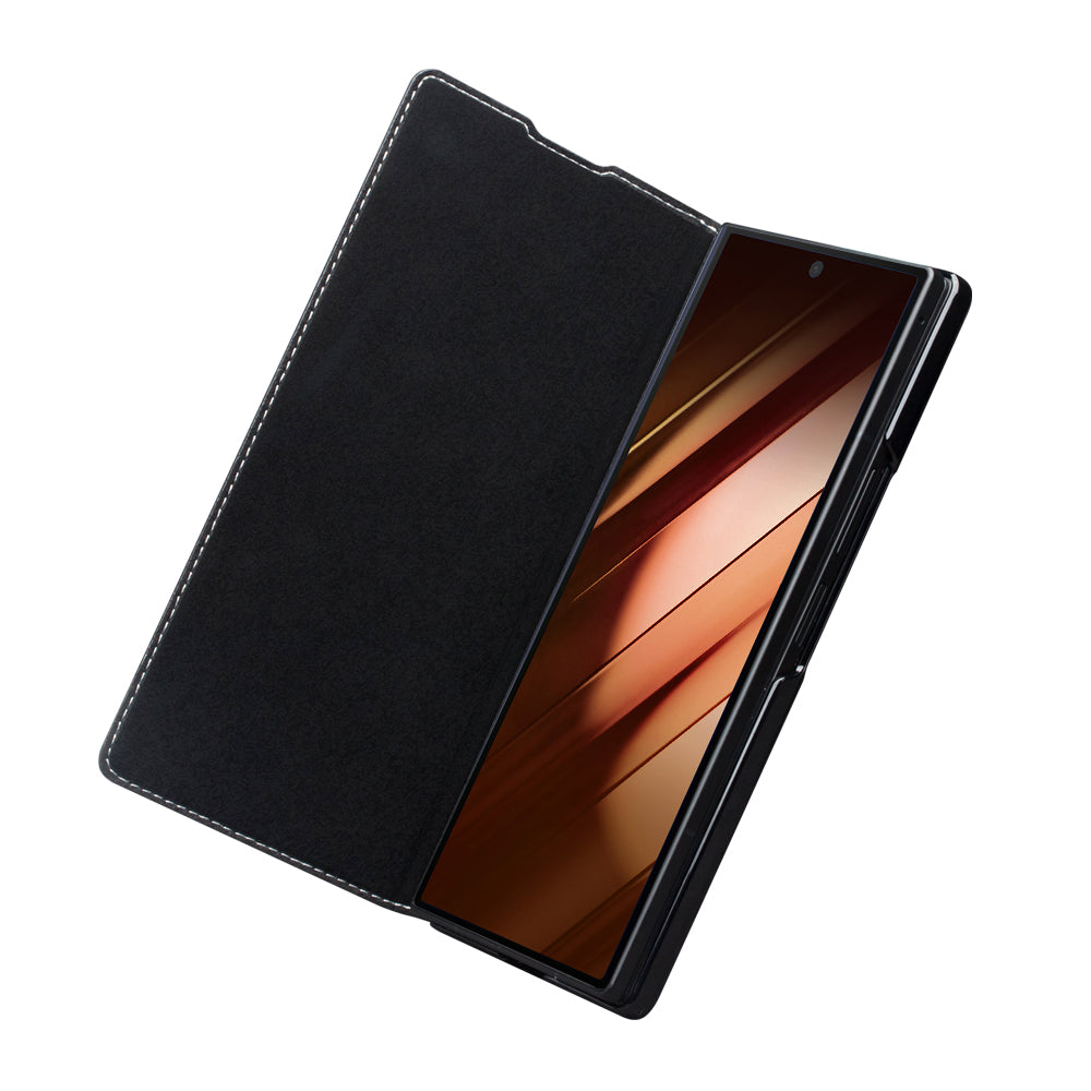 QIALINO Étui Premium Noir, en cuir véritable pleine fleur fait main, pour Samsung Galaxy Z Fold7