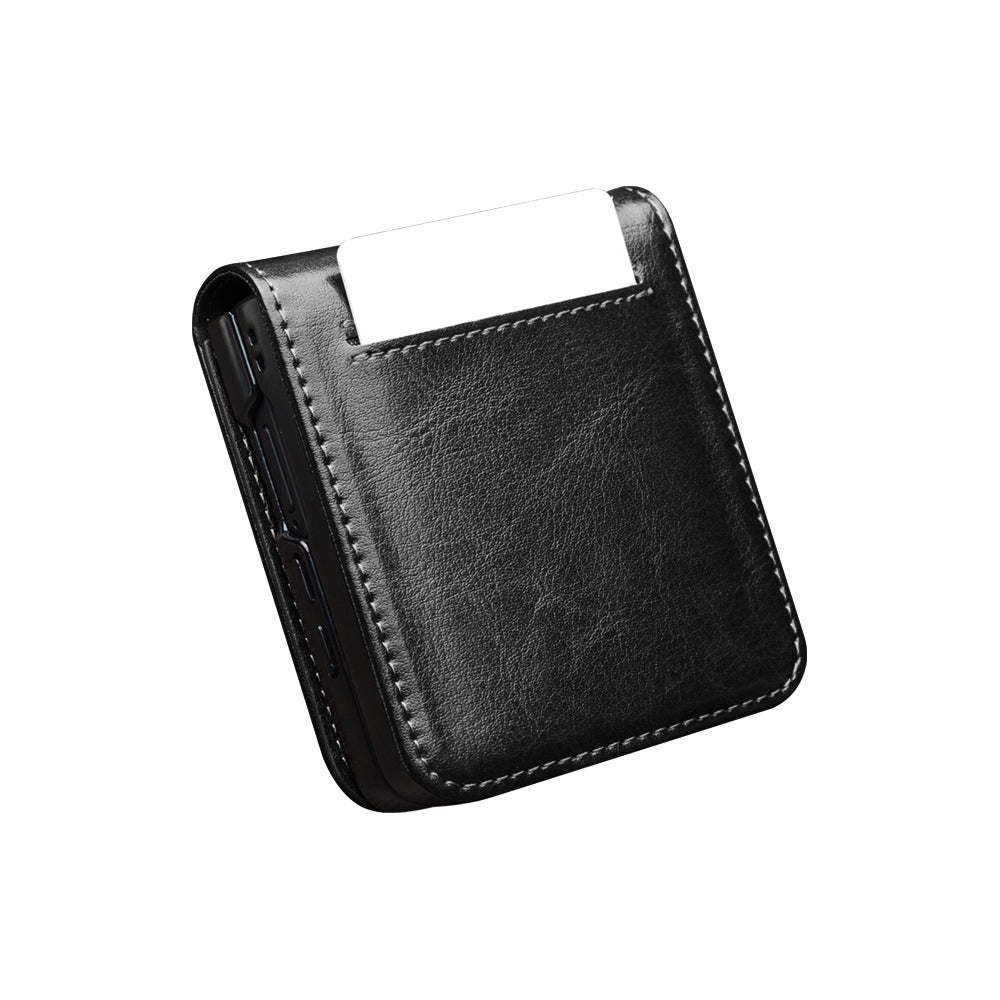 QIALINO Étui Premium Noir, en cuir véritable fait Main pour Samsung Galaxy Z Flip7