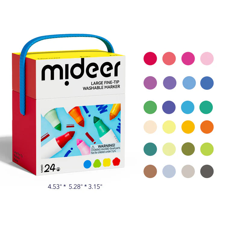 Mideer Marqueurs Lavables à Pointe Fine Large : 24 couleurs
