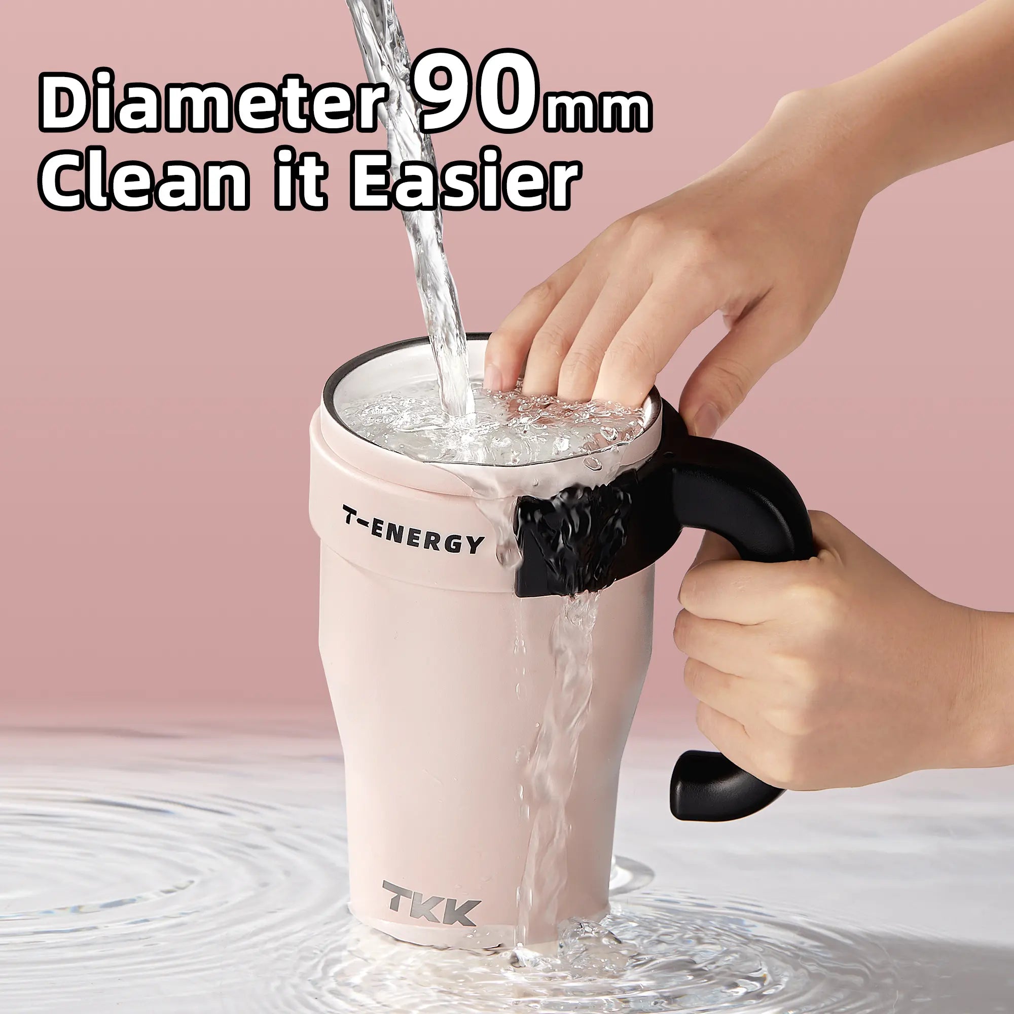 TKK Tumbler isotherme avec poignée, Revêtement intérieur céramique, double paroi avec paille et couvercle