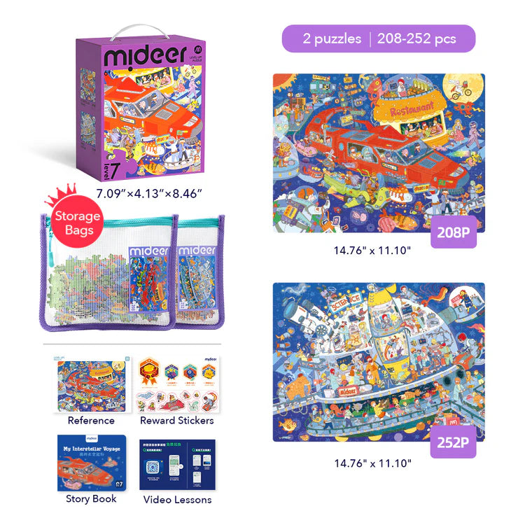 Mideer Puzzles Level Up! avec sac de rangement Niveau 7 : Star Trek, 208 à 252 pièces
