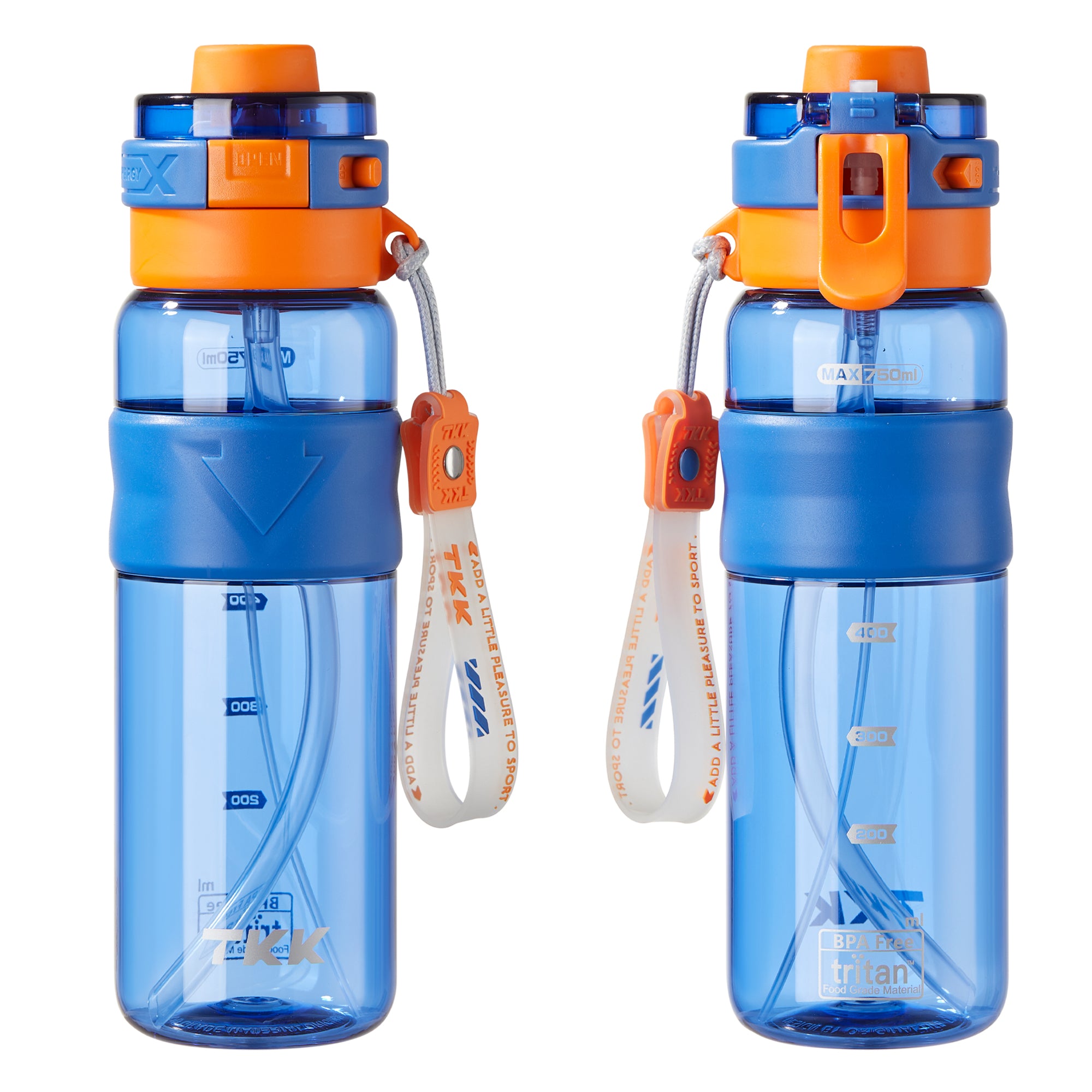 TKK Gourde Brumisateur 750ml avec Paille, Couvercle Rabattable Étanche, Sans BPA, en Tritan