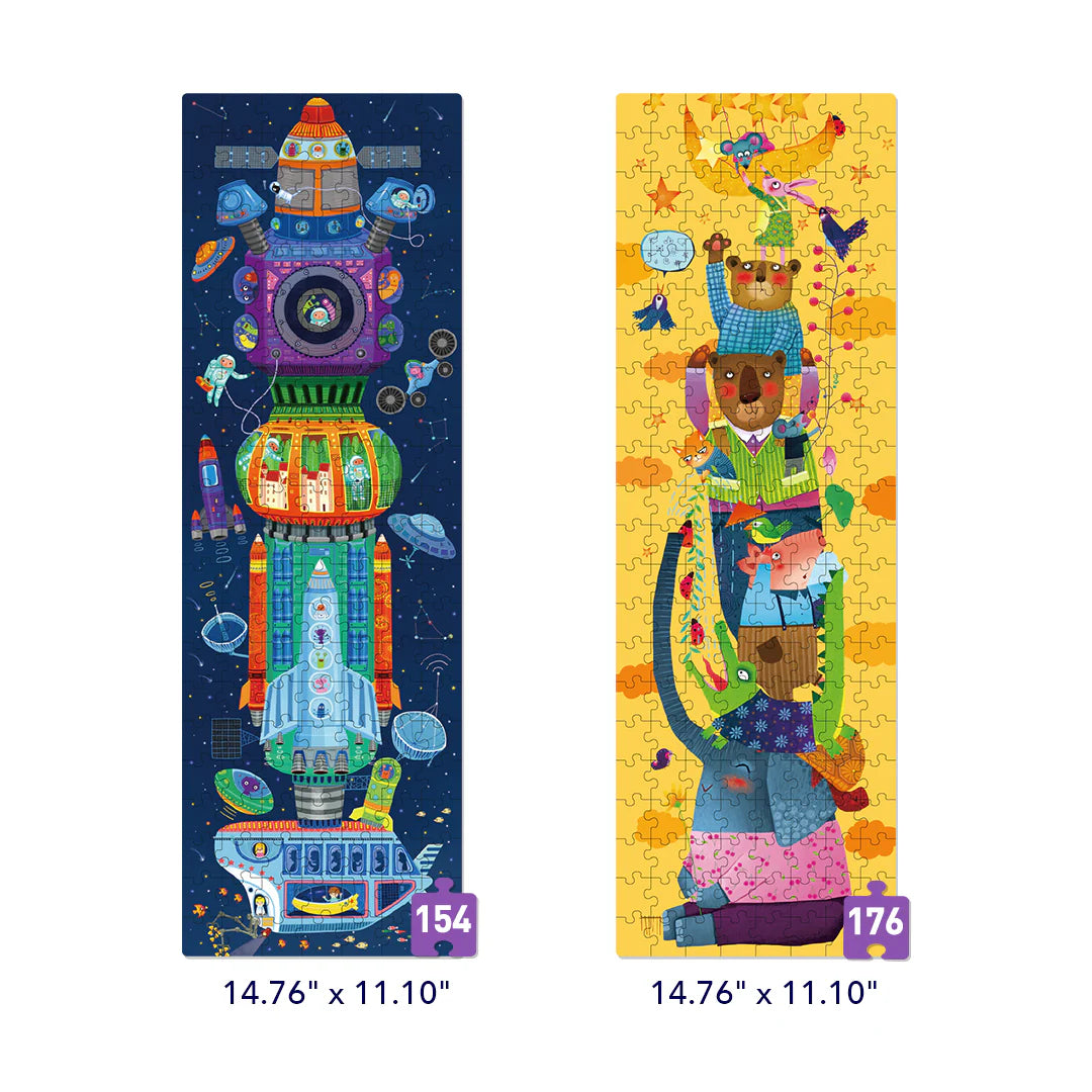 Mideer Puzzles Level Up! avec sac de rangement Niveau 6 : Imagination du monde, 154 à 176 pièces