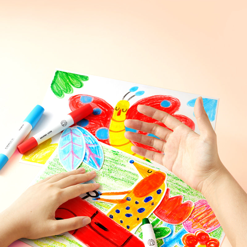 MiDeer Silky Quick-Dry Crayons Colorful Bucket 12 Colors
