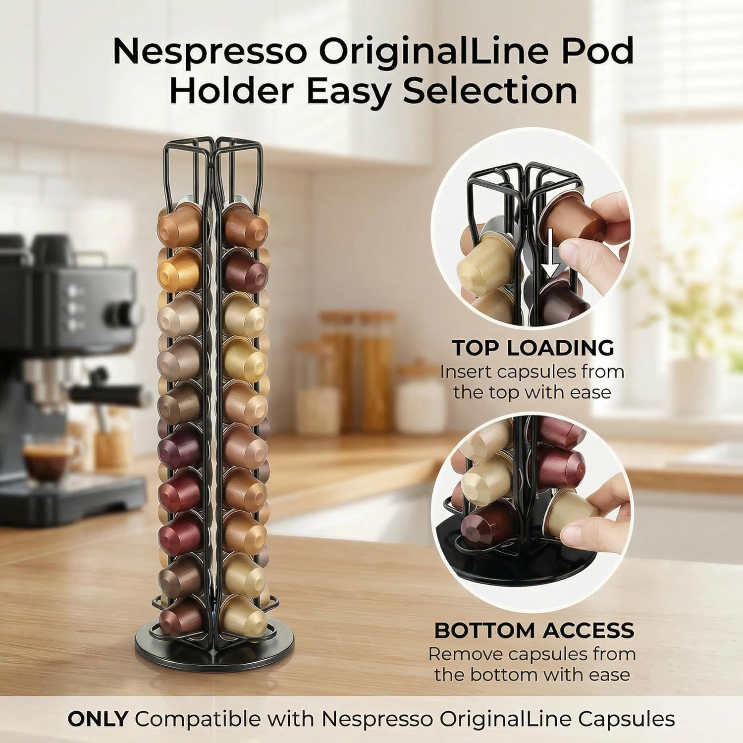 Porte Capsules Café pour Nespresso Original Line: Capacité 40 Capsules