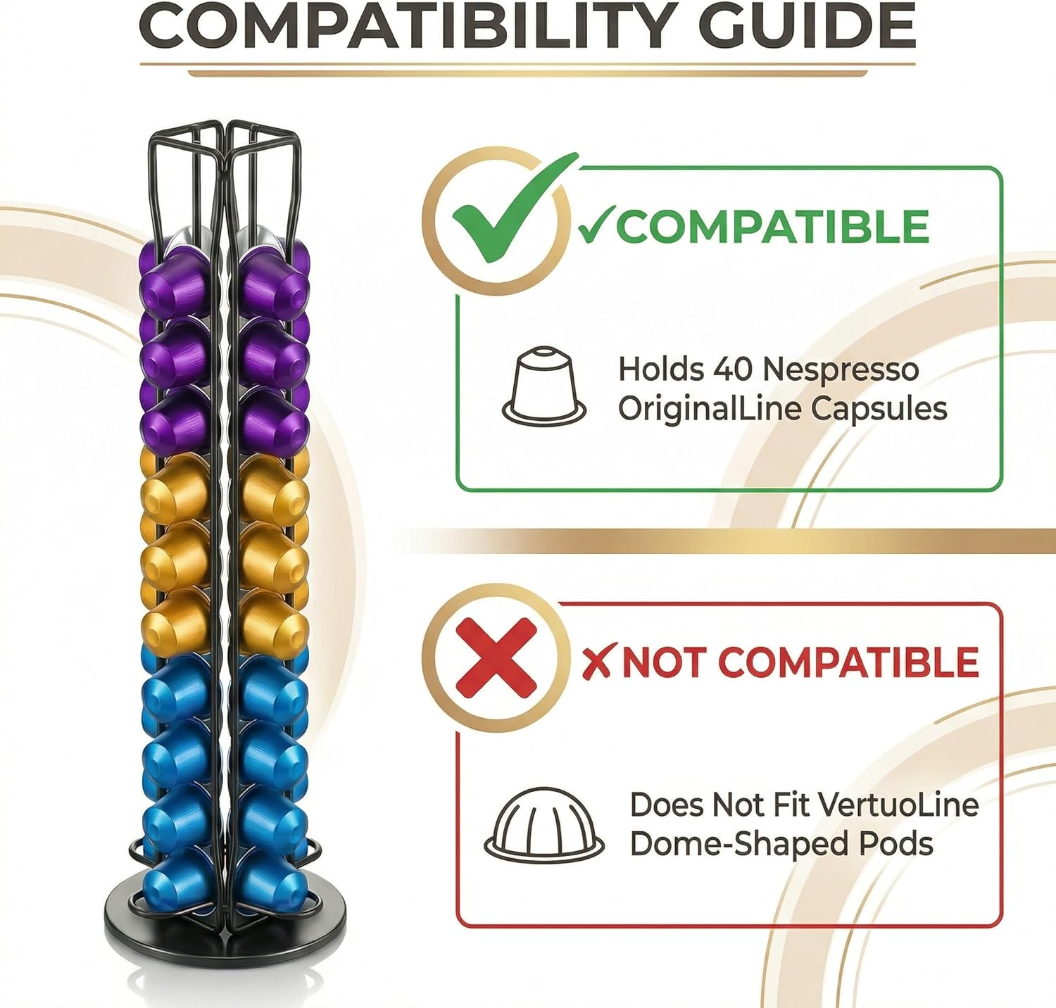 Porte Capsules Café pour Nespresso Original Line: Capacité 40 Capsules