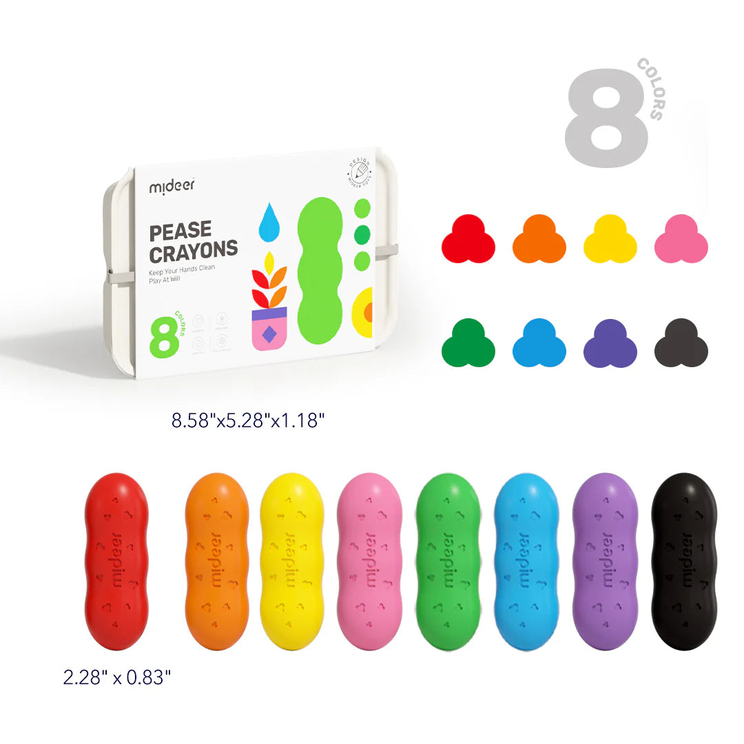 Mideer Crayons Pease : 8 couleurs