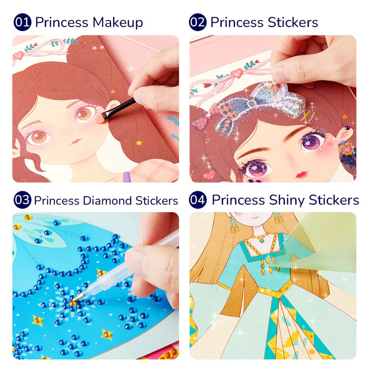 Mideer Coffret de Jeu d’Habillage 3-en-1 : Maquillage Fantaisie Princesse