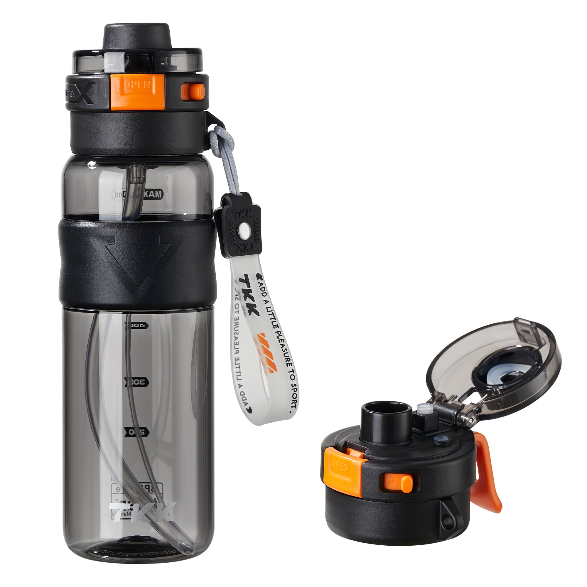 TKK Gourde Brumisateur 750ml avec Paille, Couvercle Rabattable Étanche, Sans BPA, en Tritan