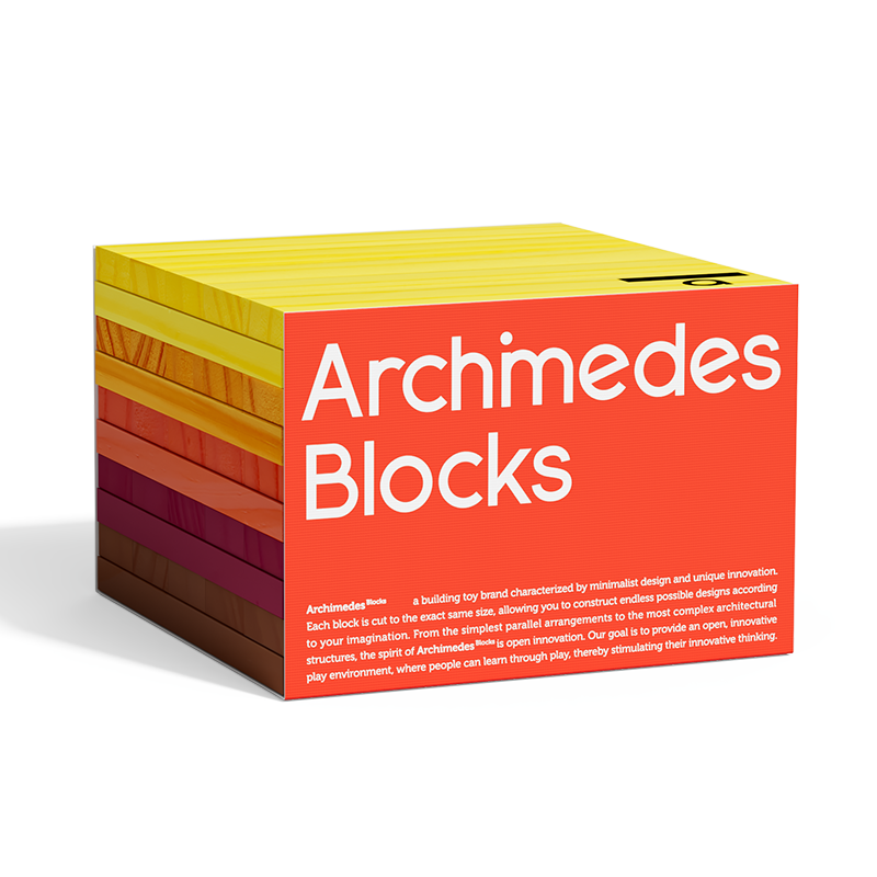 Mideer Blocs de construction en bois Archimède, Couleurs Chaudes, 50 pièces