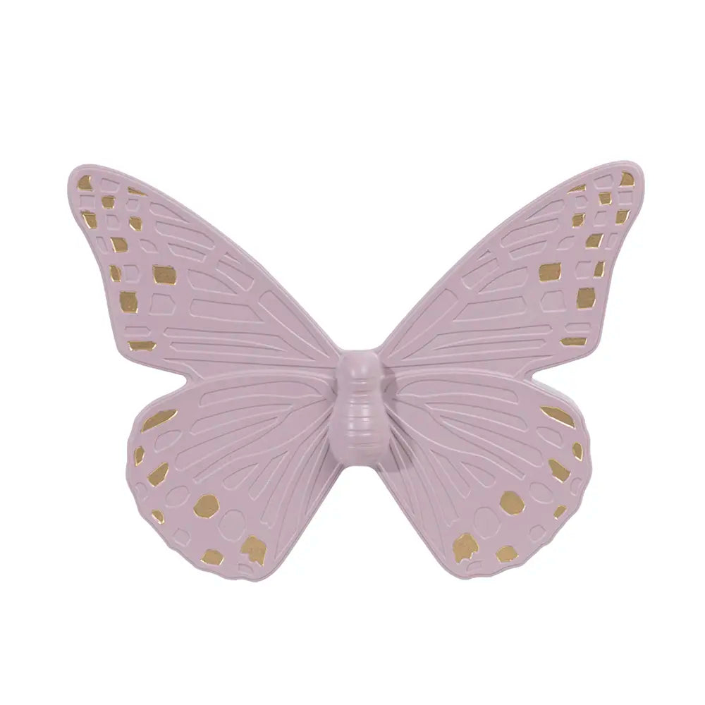 Duo de Papillons Muraux Colorés en Céramique Violet