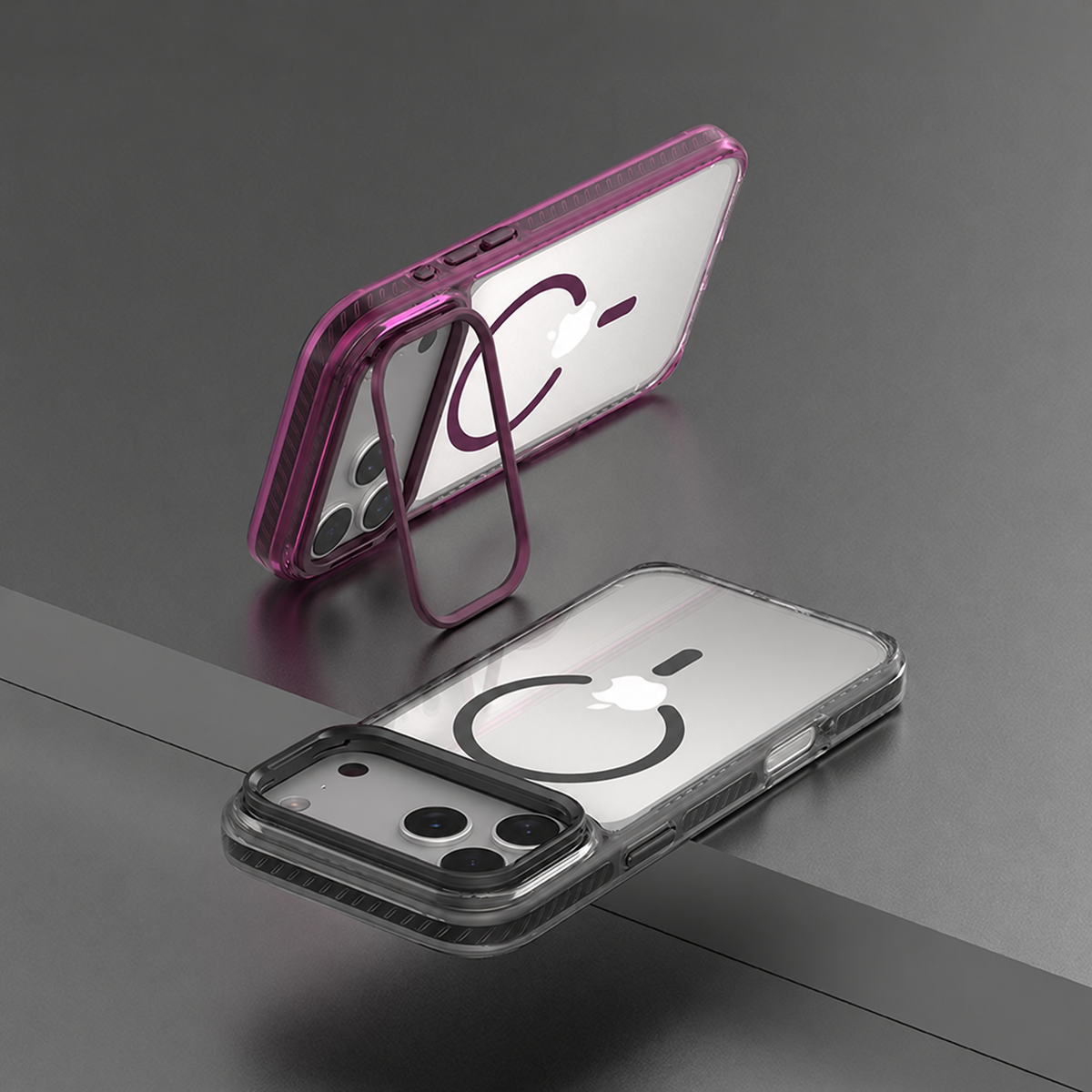 Comma Coque Crystal Titanium, Magnétique, Anti-Jaunissement et Support Caméra pour iPhone 18 Pro Noir