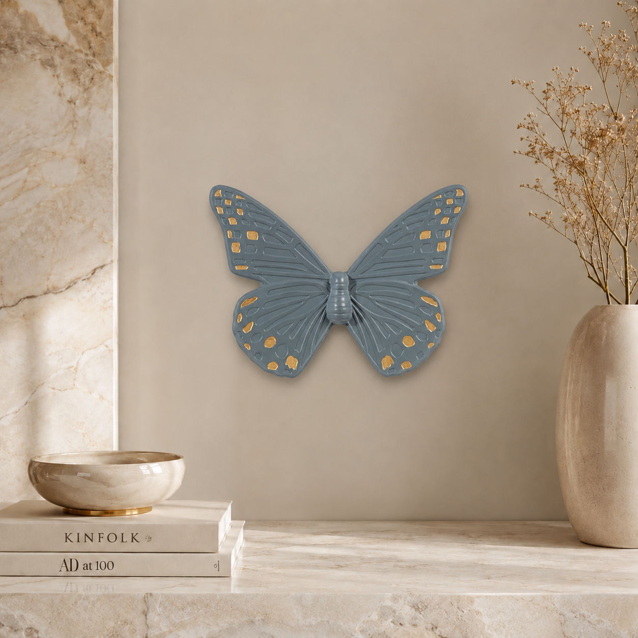 Duo de Papillons Muraux Colorés en Céramique Vert