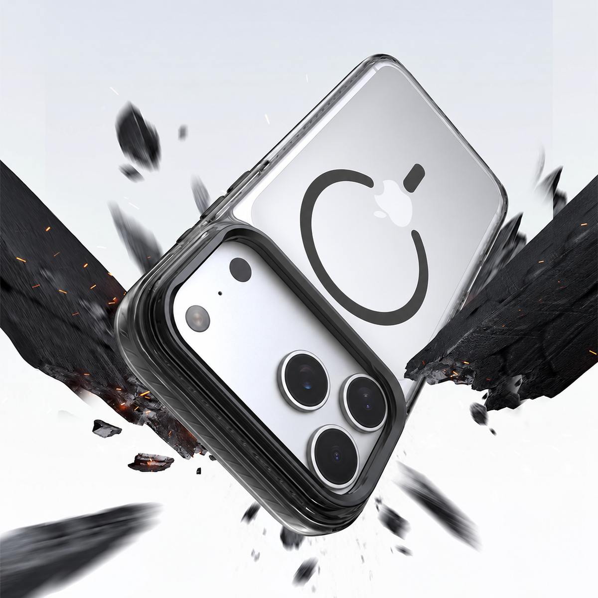 Comma Coque Crystal Titanium, Magnétique, Anti-Jaunissement et Support Caméra pour iPhone 18 Pro Burgundy