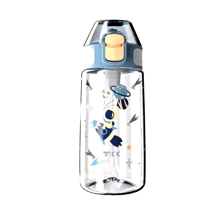 TKK Bouteille enfant 400ml, anti-fuite avec paille, Tritan sans BPA, ouverture à une main