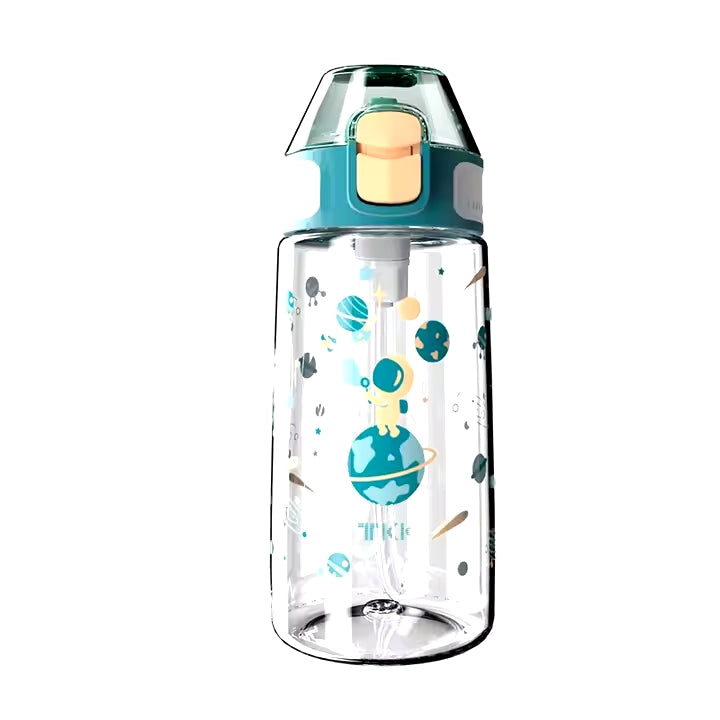 TKK Bouteille enfant 400ml, anti-fuite avec paille, Tritan sans BPA, ouverture à une main