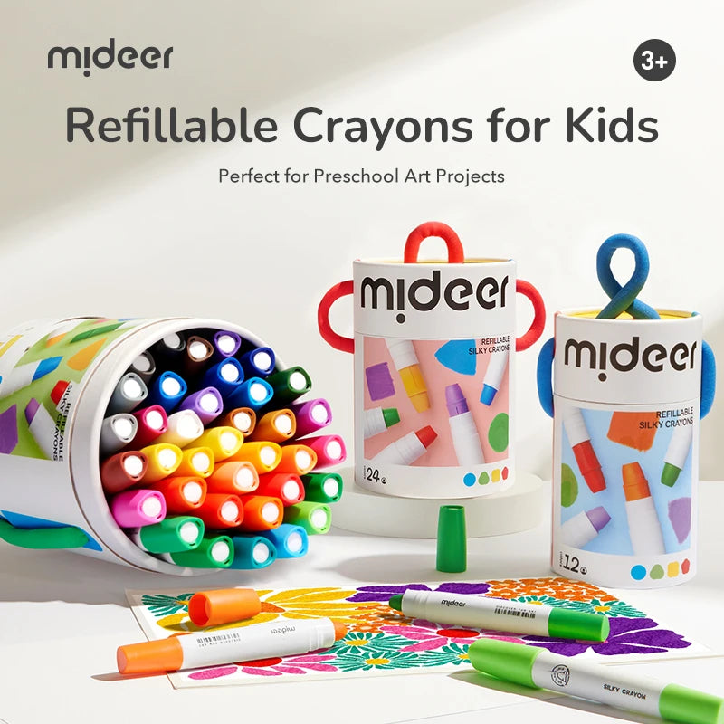 Mideer Crayons Soyeux à Séchage Rapide : 24 couleurs